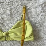 Billabong  Knotted textured Bandeau Bikini Top in Yellow/Neon green size XL Photo 5
