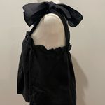 J.Crew  Linen Tie-Shoulder Tank – Black Bow Strap Top Size Medium Photo 5
