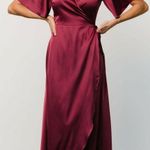 Baltic Born  Vara Satin Maxi Wrap Dress Wine Red Satin New Without Tags Photo 0