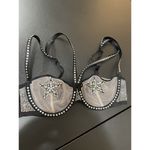 Victoria's Secret  Very Sexy Rhinestone Bling Star Sheer Mesh Balconette Bra 32C Photo 1