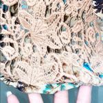 BKE  Boutique Floral Lace V-Neck Tan Blue Blouse Photo 3