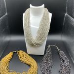 Set of 3 multi strand beaded necklaces gold/silver/black 16” ' Black Photo 2