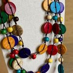 Iris 0044 Jewelry Multicolor Wooden Disc and Bead Necklace & Earring Set NEW Photo 1