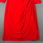 Ralph Lauren Lauren Womens 14 Red Faux Wrap Crossover V-Neck Below Knee Dress Photo 1