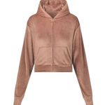 SKIMS Sienna Brown Velour Zip Up Hoodie - L Photo 1