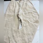 Lands' End NWT Linen High Rise Pleated Barrel Leg Ankle Pants in light tan size 4 Photo 2