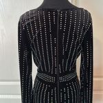 Windsor  BLACK VELVET STUDDED V NECK WRAP LONG SLEEVE DRESS Photo 3