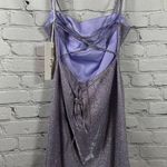 PromGirl Rated PG Backless Sparkly Short Prom Dress Metallic Purple 6 NWT Photo 2