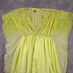 Catherine Malandrino kimono Maxi Dress Sheer Silk Yellow Drawstring L Fairy Y2K Photo 1