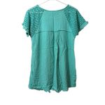 Umgee  Linen Blend Blouse Shirt Women Size Small‎  Fringe Hem Crochet Sleeve Boho Photo 1
