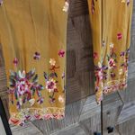Forgotten Grace  Womens Mustard Yellow Embroidered Floral Wide Leg Pants Size M Photo 2