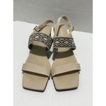 Vivaia Luna Square Heeled Sandals Woven Straps Block Heel Beige Shoes Size 11 Tan Photo 1