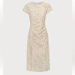 Rihoas Yellow Round Neck Floral Midi Dress Size L Photo 4