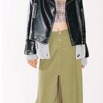 Urban Outfitters  Natalia Side Slit Button Up Midi Skirt Size Small Olive Green Photo 0