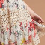 Anthropologie Ranna Gil XS S Kalila Swing Dress Chiffon Floral Crochet Lace Mini Photo 3