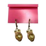Betsey Johnson NWT Gold Tone Pink Sugar Skull with Pink Bow Dangle Earrings Photo 3
