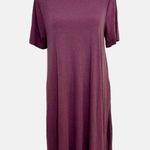 Zenana Outfitters New Casual Travelers Dress Women's Size L Flare Short Sleeve Eggplant Photo 3