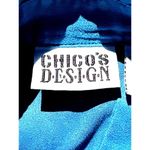 Chico's  Design Vintage Aqua Blue Button Up Tunic Shirt Long Sleeve Faux Suede 1 Photo 4