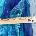 Dress Barn  Kaftan Blouse XL Blue Teal Paisley Overlay Poncho Boho Resort Batwing Photo 10