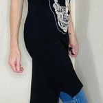 Rhapsody Retro Hi-Low Black & White Skull Embroidered Tank Top Photo 4