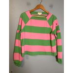 Anthropologie Maeve French Terry Sweatshirt in Pink Green Stripe Size XS Photo 2