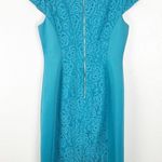Adrianna Papell Cap Sleeves Front Back Lace Panel Exposed Back Zipper Dress 14 Photo 1