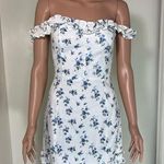 Beginning Boutique  White Blue Floral Off the shoulder Mini Dress bodycon Photo 0