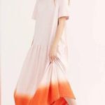 Free People Pink Orange Ombré Dip Dye Short Sleeve Slouchy Maxi Dress Medium Photo 12