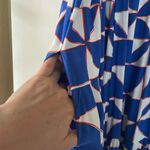 Geometric Blue and White Midi Dress Size XS Photo 2