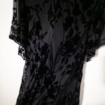 Talbots Vintage Y2K Midi Dress Womens 8 Black Velvet Floral Burnout Witchy Whimsygoth Photo 2