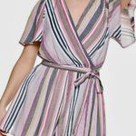 Three Pink Hearts Striped Romper Photo 0
