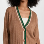 Monrow Wool Cashmere Varsity Camel Lounge Cardigan Sweater Size Small HJ0208 Photo 0