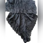 First Love  Vintage 70s Black Goth Romantic Floral Lace Lingerie Romper Teddie Photo 6