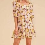 MINKPINK  Floral Zoey Tie Back Puff Sleeve Square Neck Mini Dress Size M Photo 0