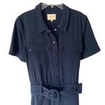 Sézane Sezane Manhatt Navy Blue Belted Jumpsuit size 36 US 4 Photo 2