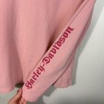 Harley Davidson Vintage Y2K Pink Hooded Thermal Long Sleeve Henley Top Grunge L Photo 5