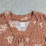 Knox Rose  Dress Womens XL Tan  Linen Blend Square V Neck FloralLoose Flowy Photo 2