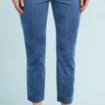 Anthropologie The Essential Slim Ankle Blue Velvet Velour Trousers Size 00 Photo 0