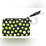 Vera Bradley Zip-Up ID and Card Holder Lucky Dot Navy Blue and Green Polka Dot Photo 1