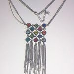 Boho Silver Tone Colorful Beaded Boho Fringe Tassel Pendant Necklace Photo 1