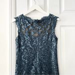 Tadashi Shoji Teal Sequin Illusion Sheath Knee Length Pailette Cocktail Dress 8 Photo 37