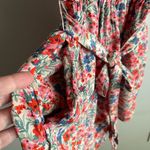 American Eagle  Floral Tie-Back Romper XS Red Blue Pink Summer Boho V-Neck Photo 4