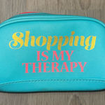 Macbeth Collections “Shopping Is My Therapy” Blue & Pink Makeup Pouch/Travel Bag Photo 0