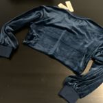 Juicy Couture Blue Velvet Cropped balloon sleeve Sweatshirt Photo 4