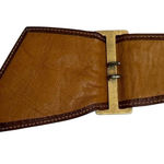 Vintage Calderon 25” Brown Leather Belt with Gold Buckle Photo 0