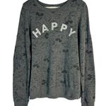 Disney  | Happy Mickey Gray Black Crewneck Sweater No Size Photo 0