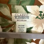 Classic Elements  Button Up Shirt Women's‎ Plus Size 24W / 26W Floral Brown Green Photo 1