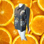 Alex Kim Gray Floral Embroidered Sequined Button Down Blazer Women's Size S Photo 1