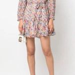 Saloni Franca Silk Floral Print Mini Wrap Dress Red Cream Womens Size 6 Photo 11