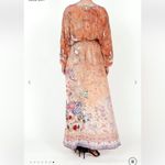 Camilla Orange Fooral Split Pocket Maxi Long Sleeve Size Small Dress Photo 5